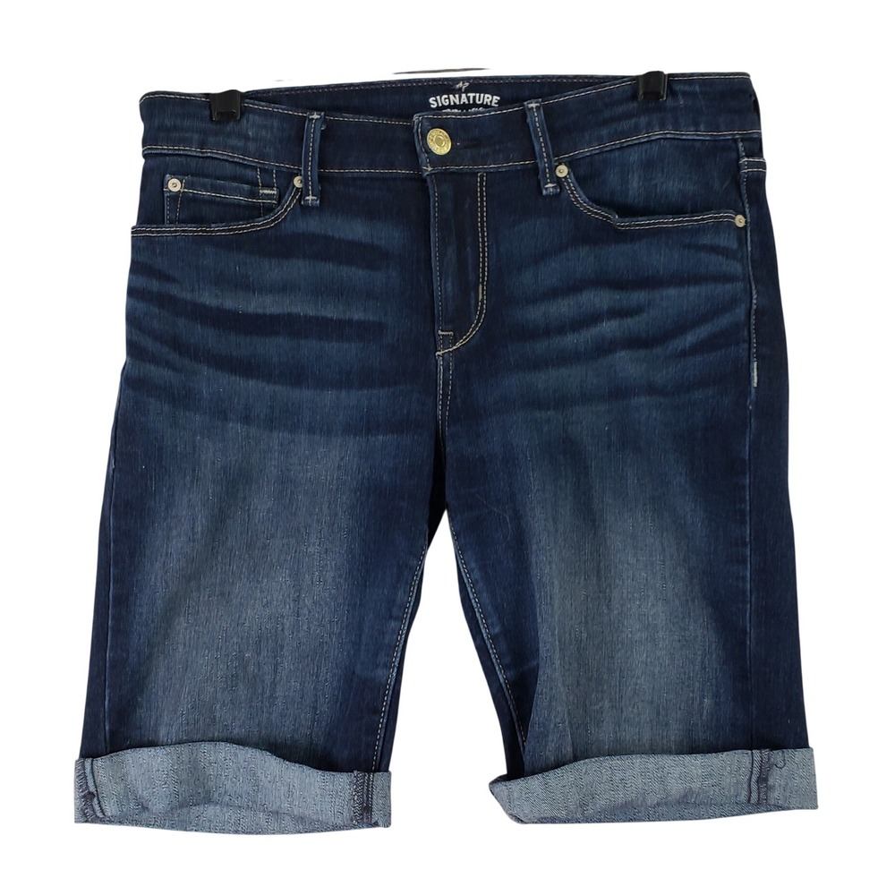 Signature by Levi Strauss Modern Skinny Shorts Womens 6 W28 Blue Cuffed Denim